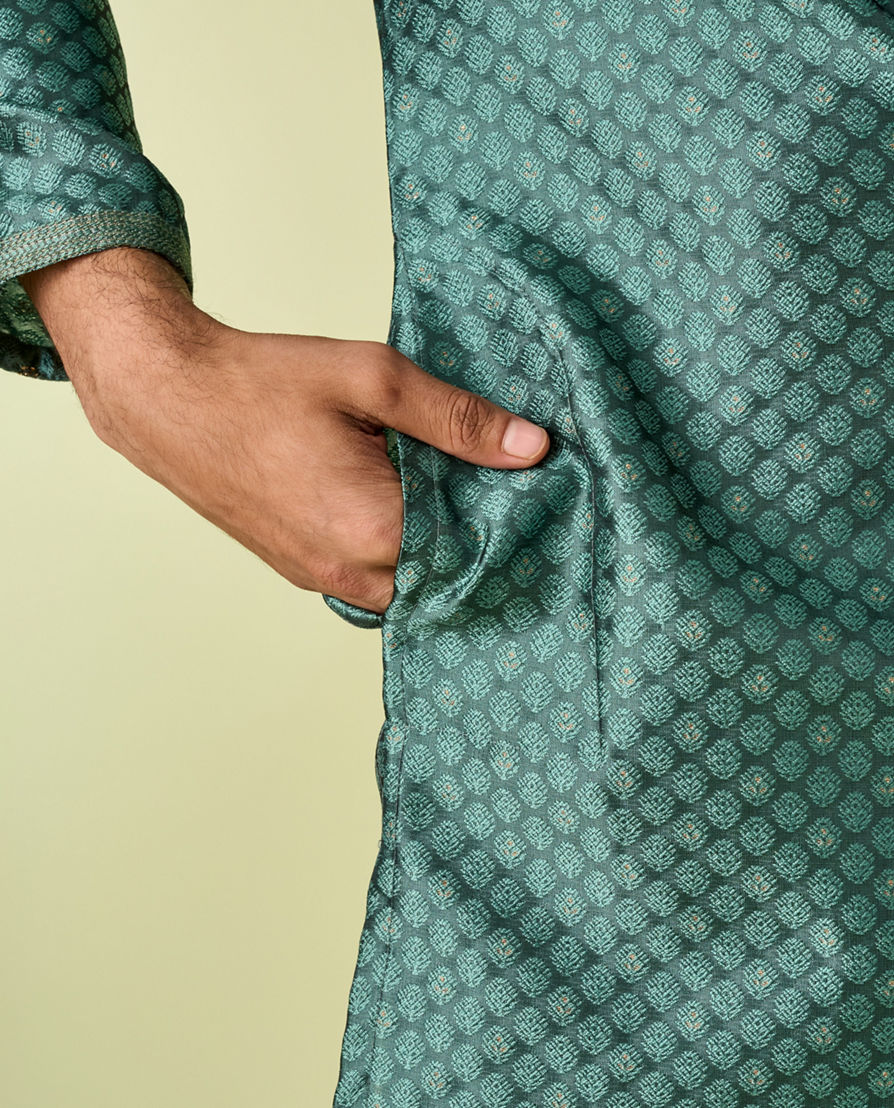 Diwas Men Olive Green Elegance Kurta Pajama
