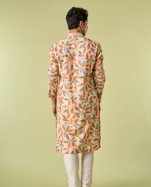Diwas Men Beige Refined Kurta Pajama