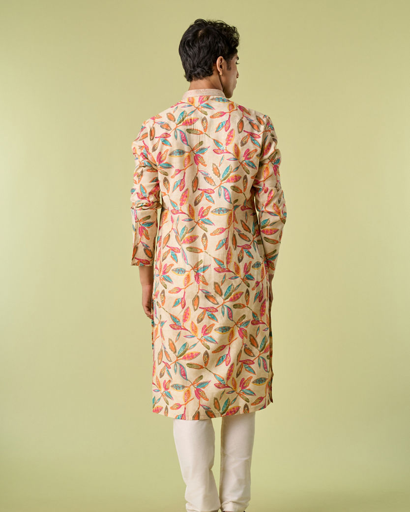 Diwas Men Beige Refined Kurta Pajama