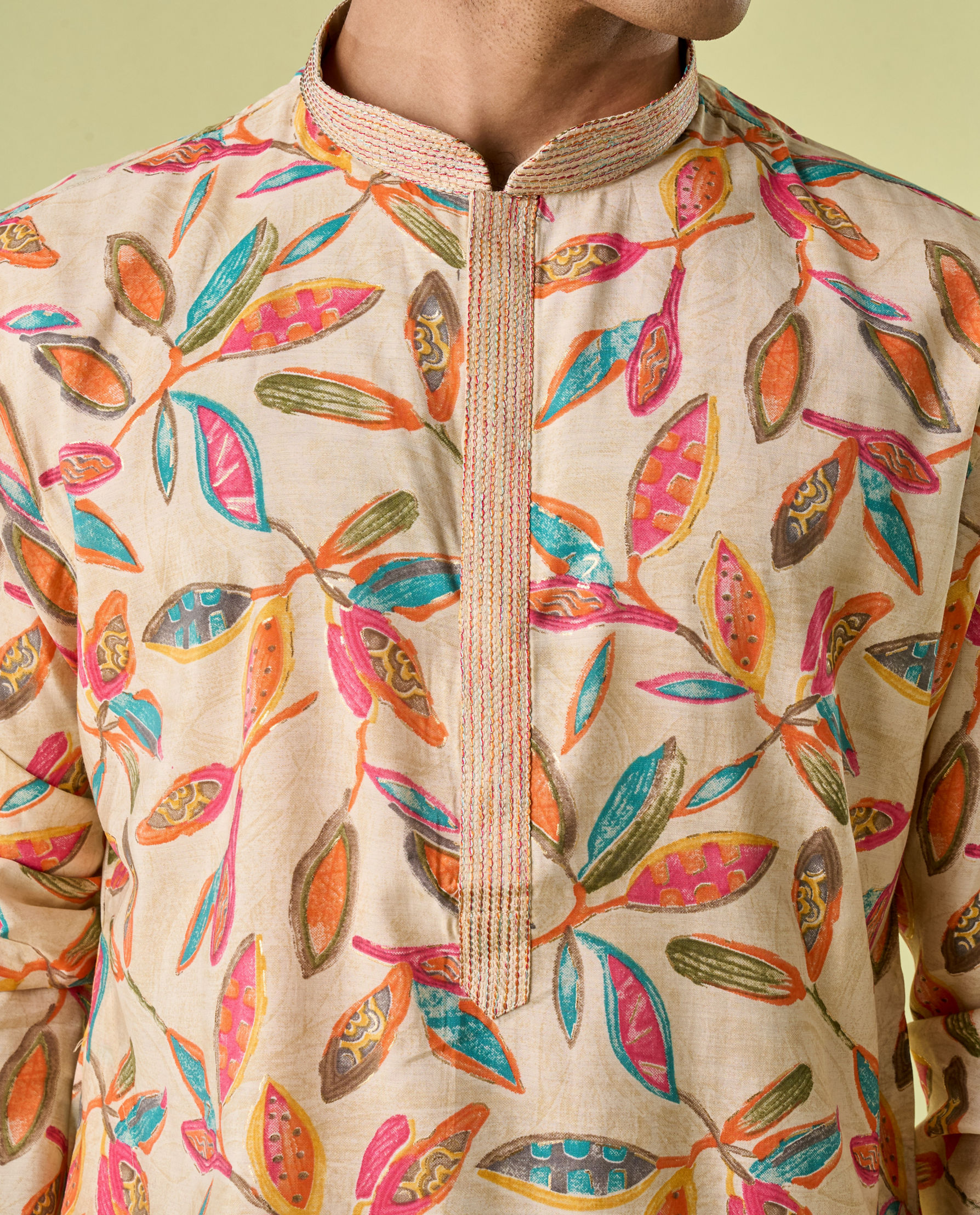 Diwas Men Beige Refined Kurta Pajama