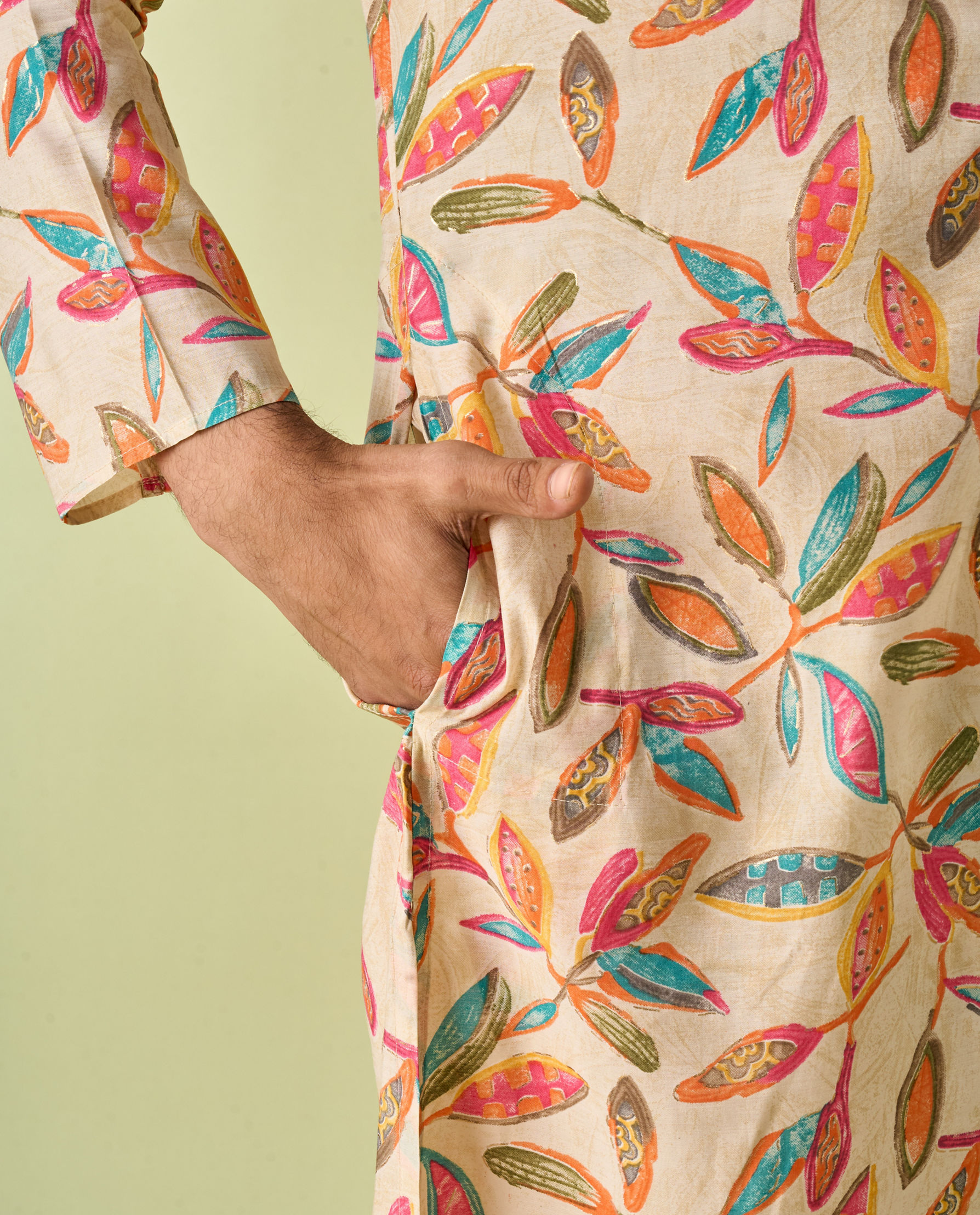 Diwas Men Beige Refined Kurta Pajama