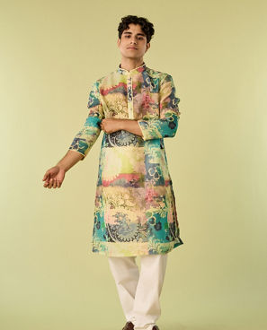 Diwas Men Regal Green Kurta Pajama