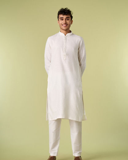 Diwas Men Elegance Aesthetics White Kurta Pajama