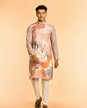 Diwas Men Artistic Floral Kurta in Blended Cotton