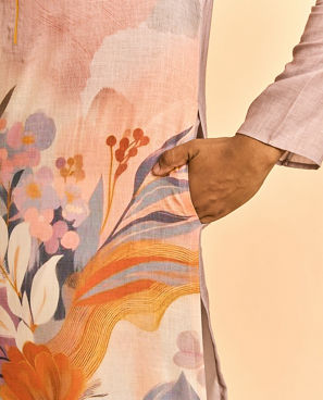 Diwas Men Artistic Floral Kurta in Blended Cotton