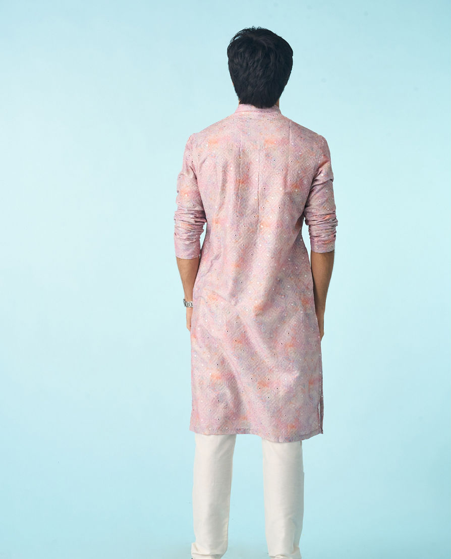 Diwas Men Dusty Pink Celebration Kurta Pajama