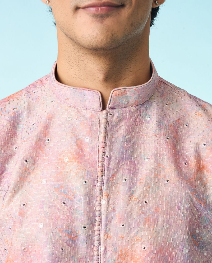Diwas Men Dusty Pink Celebration Kurta Pajama