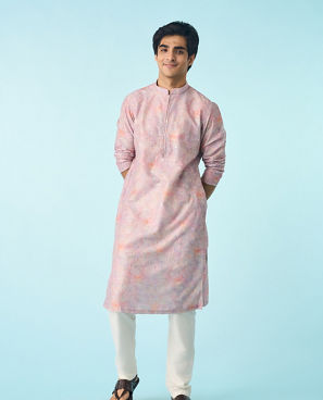 Diwas Men Dusty Pink Celebration Kurta Pajama