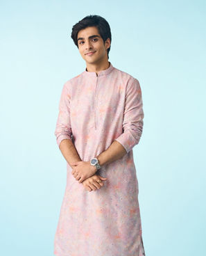 Diwas Men Dusty Pink Celebration Kurta Pajama