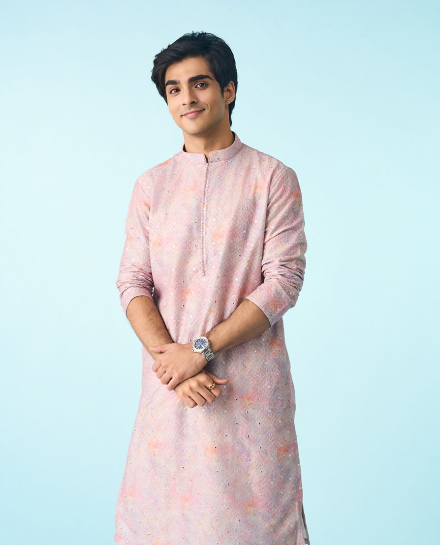 Diwas Men Dusty Pink Celebration Kurta Pajama