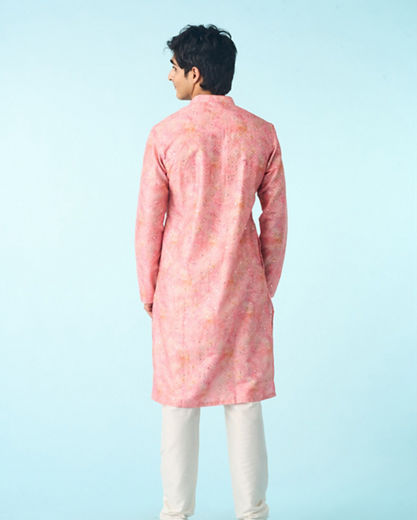 Diwas Men Peachy Pink Elegance Kurta Pajama
