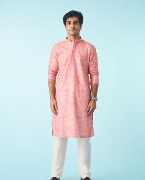 Diwas Men Peachy Pink Elegance Kurta Pajama