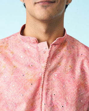 Diwas Men Peachy Pink Elegance Kurta Pajama