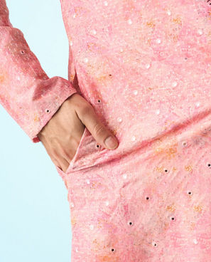 Diwas Men Peachy Pink Elegance Kurta Pajama