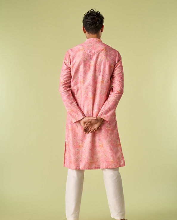 Diwas Men Peachy Pink Elegance Kurta Pajama