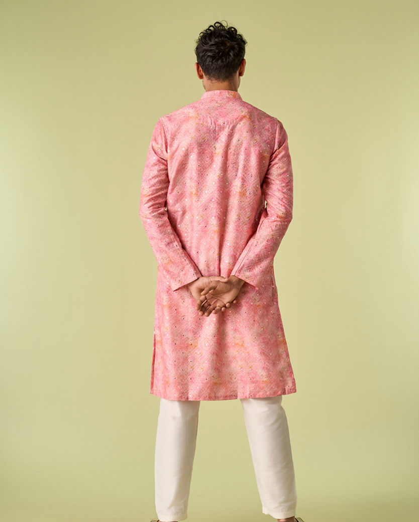 Diwas Men Peachy Pink Elegance Kurta Pajama