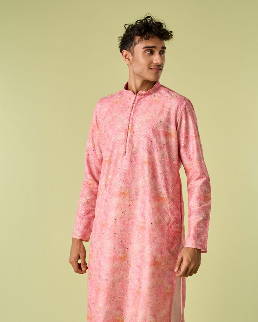 Diwas Men Peachy Pink Elegance Kurta Pajama