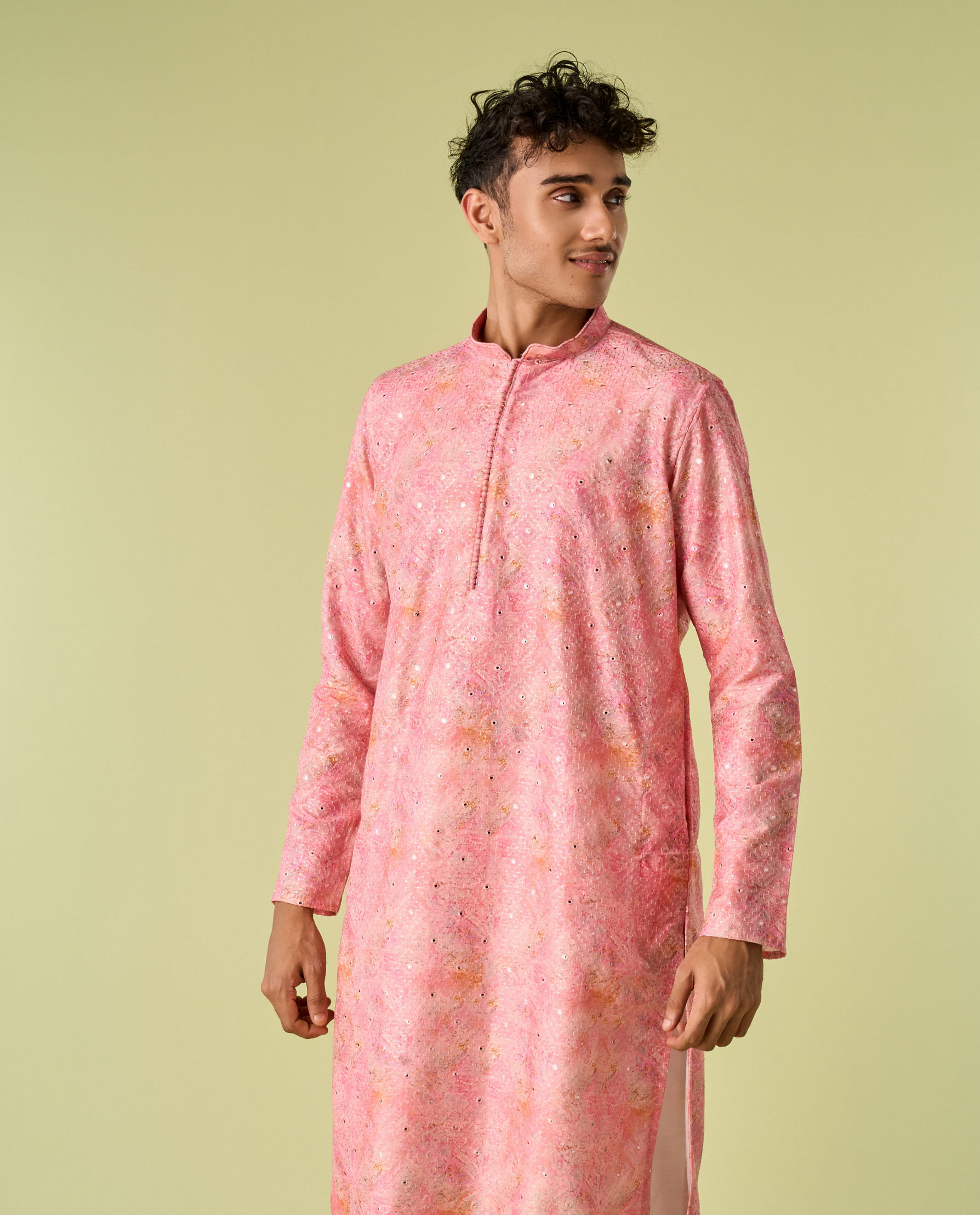 Diwas Men Peachy Pink Elegance Kurta Pajama
