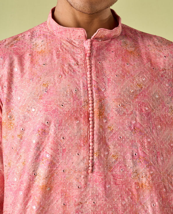 Diwas Men Peachy Pink Elegance Kurta Pajama