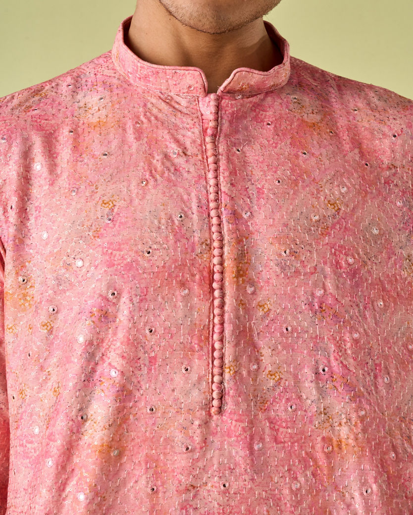 Diwas Men Peachy Pink Elegance Kurta Pajama