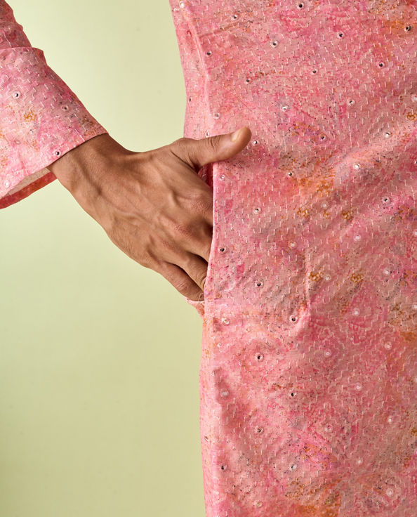 Diwas Men Peachy Pink Elegance Kurta Pajama