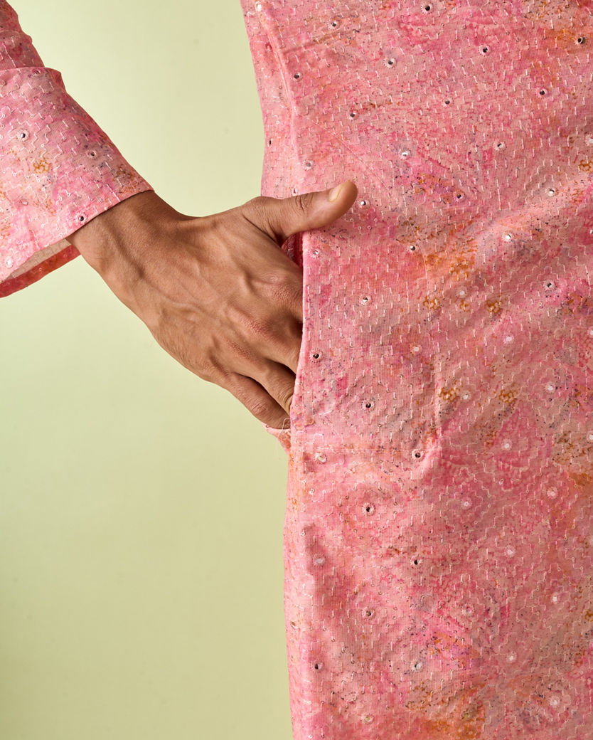 Diwas Men Peachy Pink Elegance Kurta Pajama