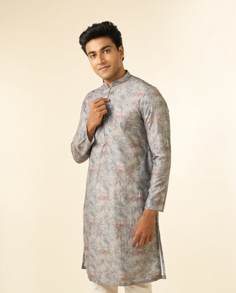 Diwas Men Green Printed Fancy Kurta Pajama