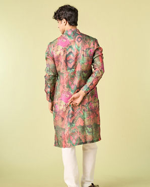 Diwas Men Dark Green Cotton Kurta Pajama