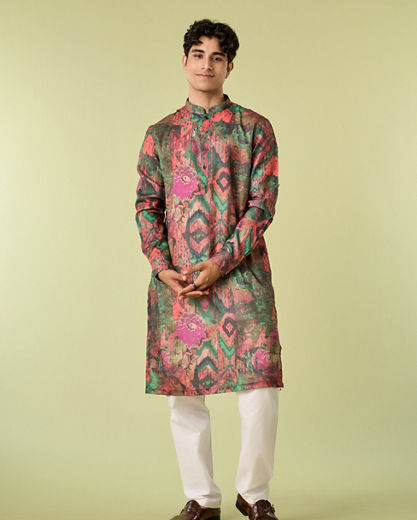 Diwas Men Dark Green Cotton Kurta Pajama