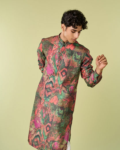 Diwas Men Dark Green Cotton Kurta Pajama