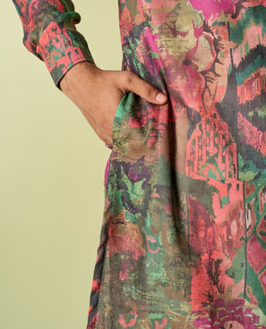 Diwas Men Dark Green Cotton Kurta Pajama