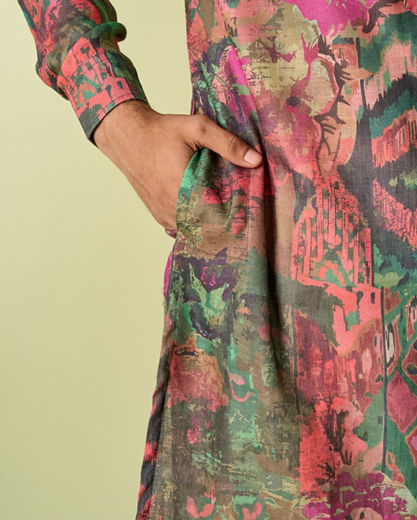 Diwas Men Dark Green Cotton Kurta Pajama