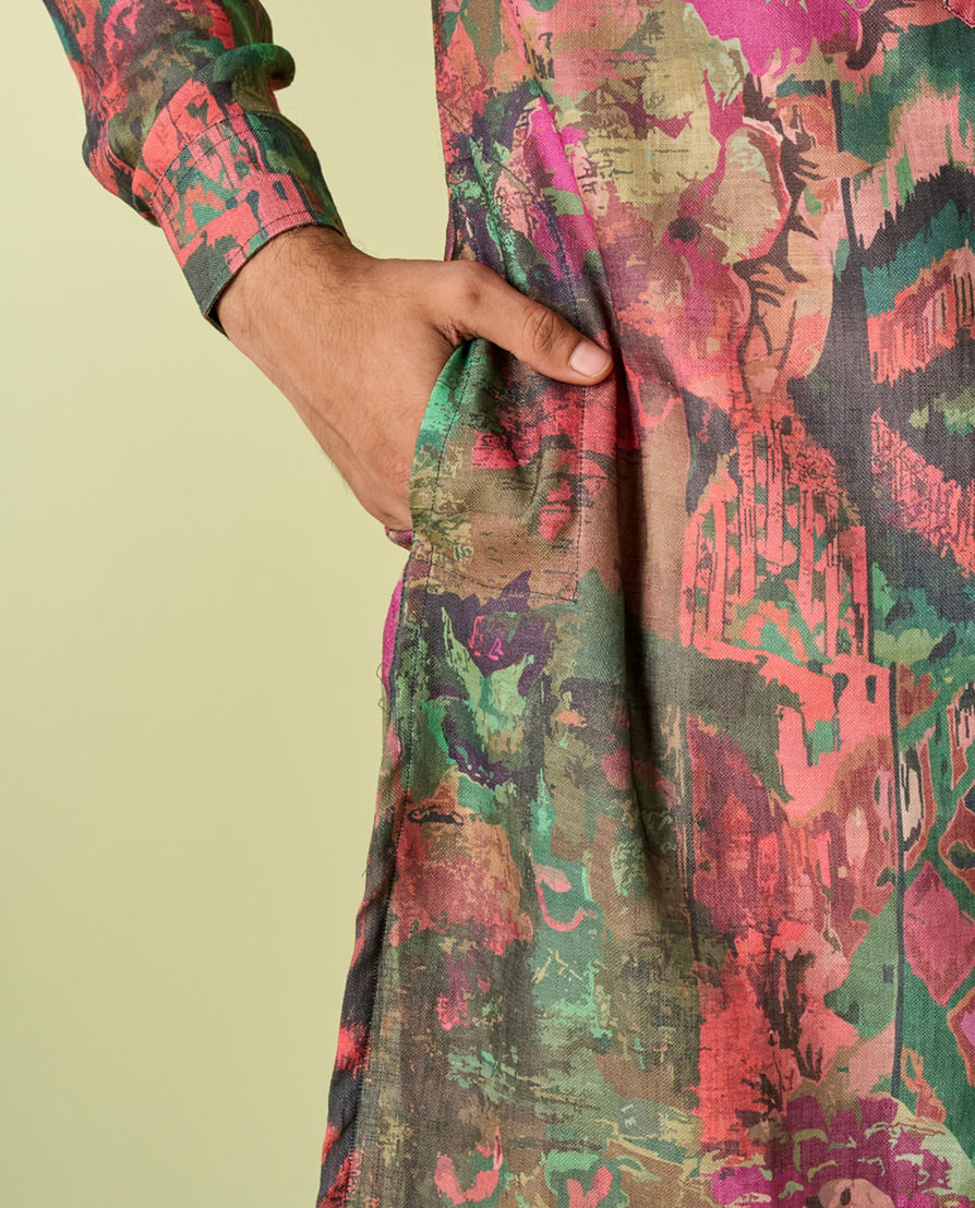 Diwas Men Dark Green Cotton Kurta Pajama