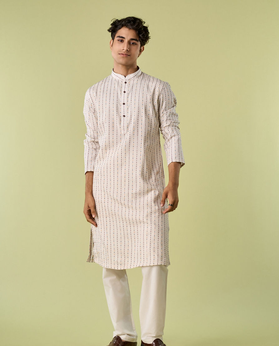 Diwas Men Cream Regal Kurta Pajama Set