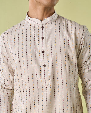 Diwas Men Cream Regal Kurta Pajama Set