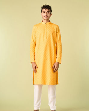 Diwas Men Sunbeam Yellow Cotton Kurta Pajama