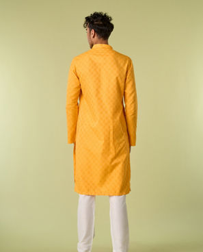 Diwas Men Sunbeam Yellow Cotton Kurta Pajama