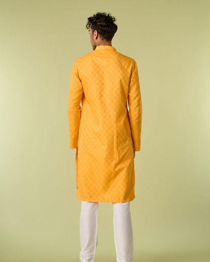 Diwas Men Sunbeam Yellow Cotton Kurta Pajama