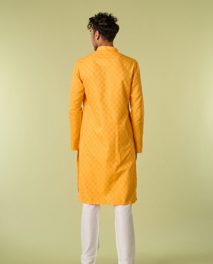 Diwas Men Sunbeam Yellow Cotton Kurta Pajama