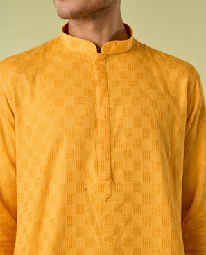 Diwas Men Sunbeam Yellow Cotton Kurta Pajama