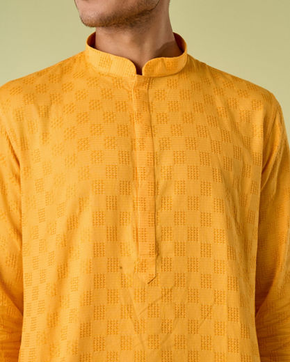 Diwas Men Sunbeam Yellow Cotton Kurta Pajama