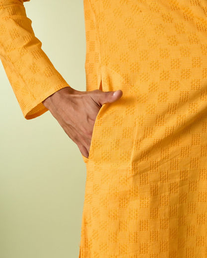 Diwas Men Sunbeam Yellow Cotton Kurta Pajama