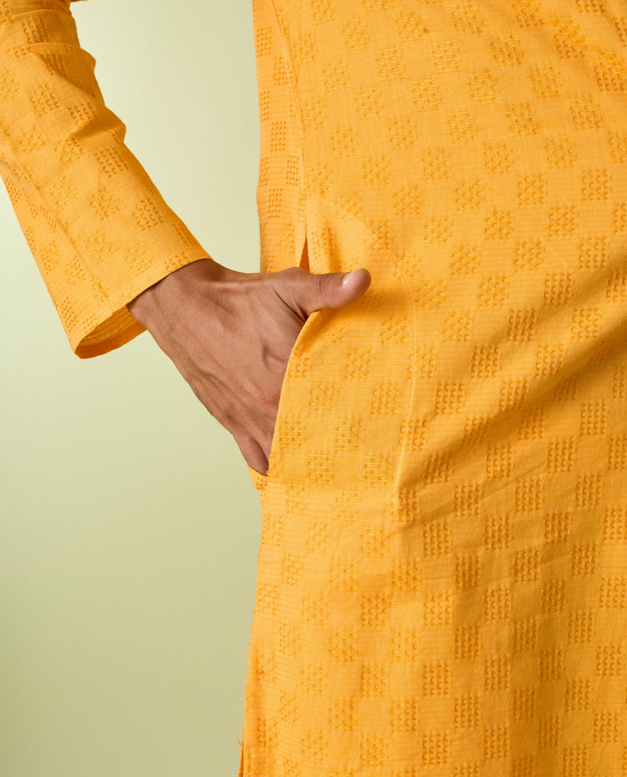 Diwas Men Sunbeam Yellow Cotton Kurta Pajama