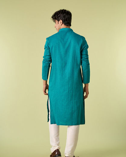Diwas Men Teal Green Kurta Pajama Set