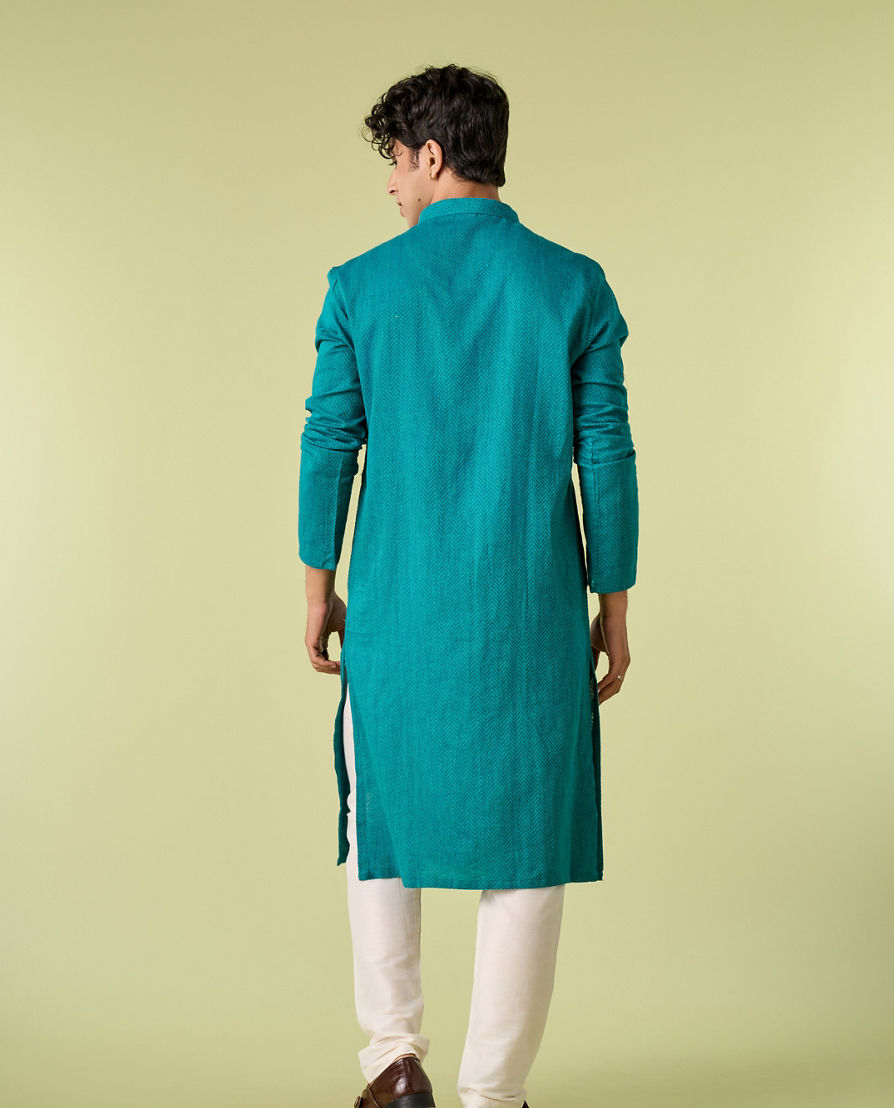 Diwas Men Teal Green Kurta Pajama Set