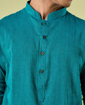 Diwas Men Teal Green Kurta Pajama Set