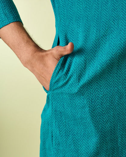 Diwas Men Teal Green Kurta Pajama Set