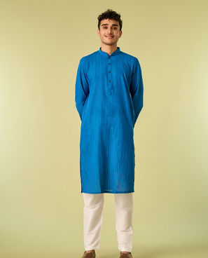 Diwas Men Midnight Blue Cotton Kurta Pajama