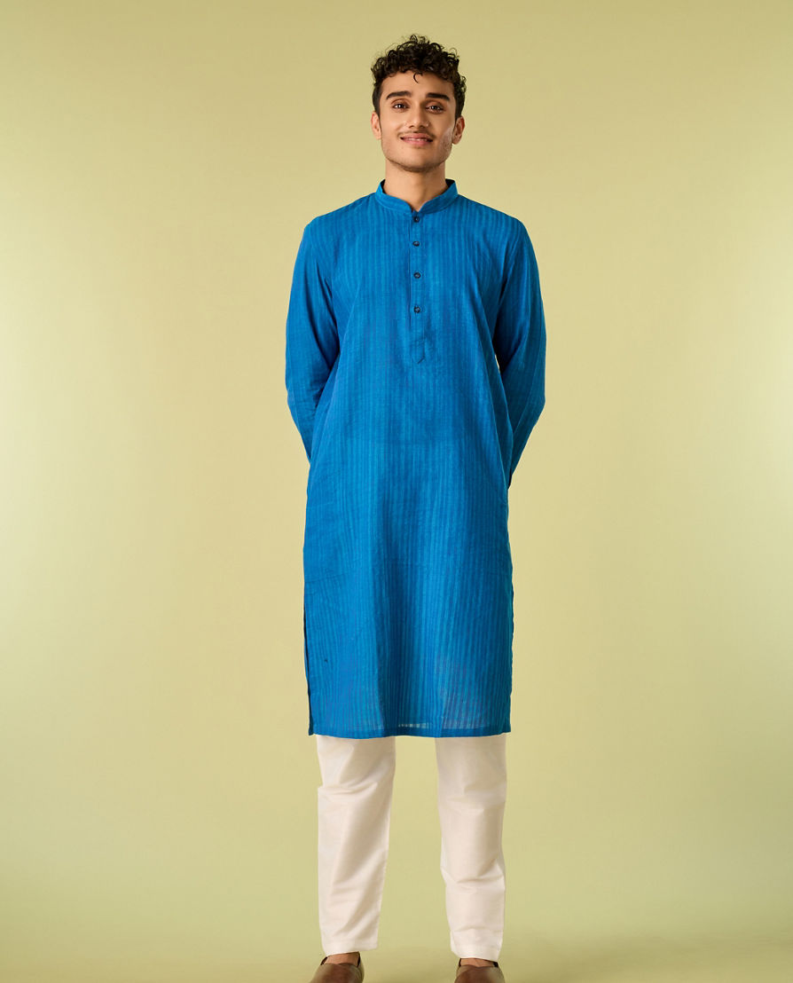 Diwas Men Midnight Blue Cotton Kurta Pajama