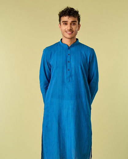 Diwas Men Midnight Blue Cotton Kurta Pajama